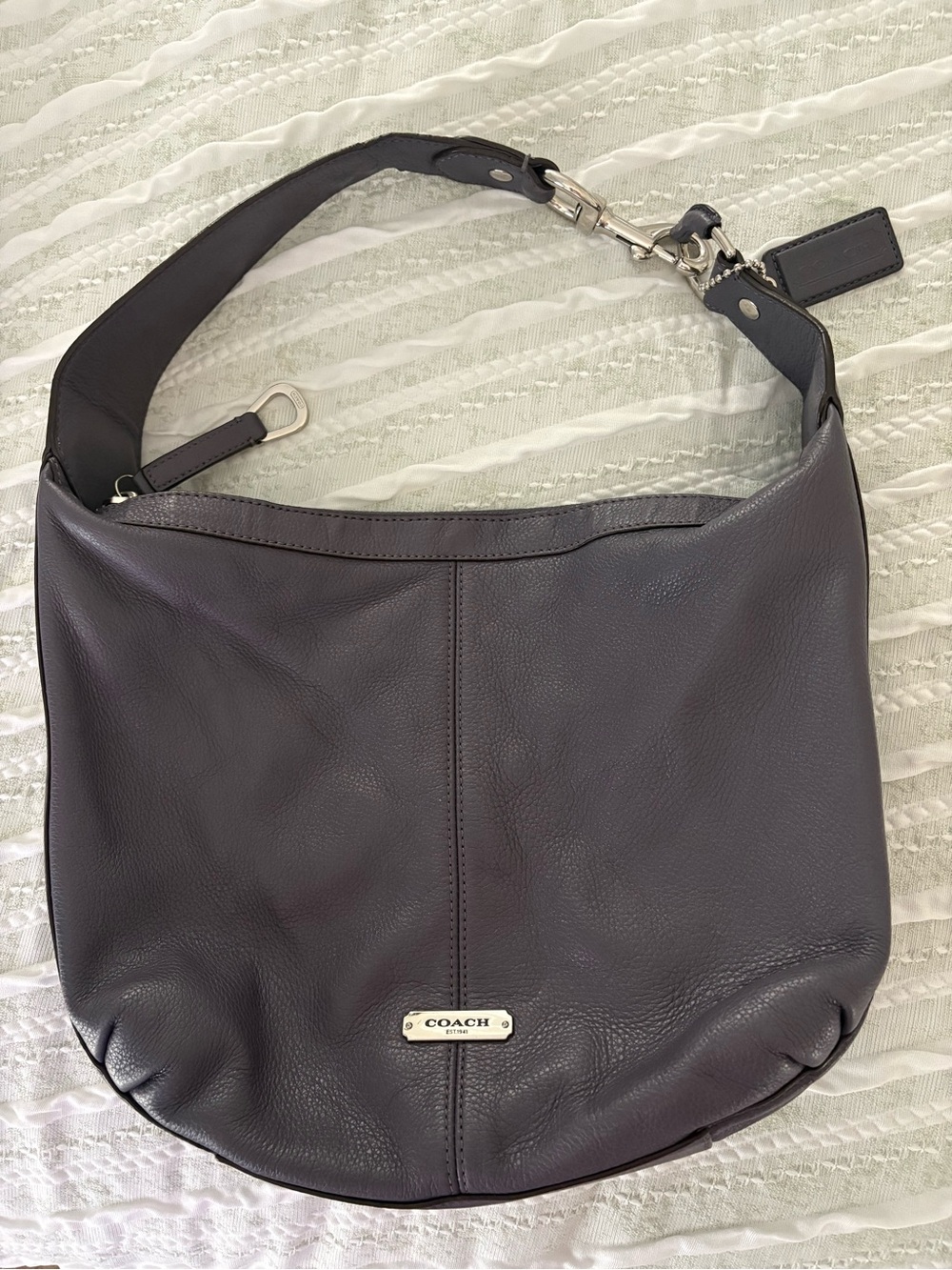 Coach Pebbled Leather Hobo Bag - Plum